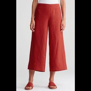 EILEEN FISHER Organic Linen Cropped Wide Leg Pants